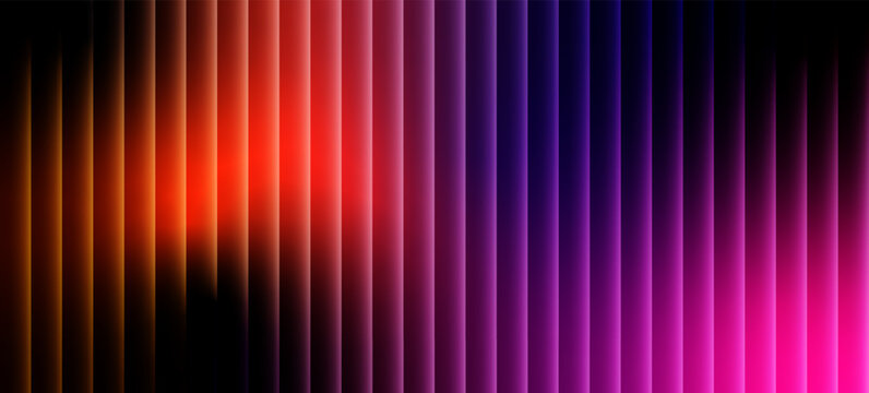 neon reed glass stripes, abstract blue red vertical light bars background on black. Sharp ribbed distortion, cinematic glow; futuristic texture background, vector illustration