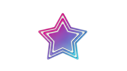 3D Colorful Layered Star Icon on transparent background