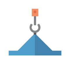 Blue container being lifted by crane hook isolated