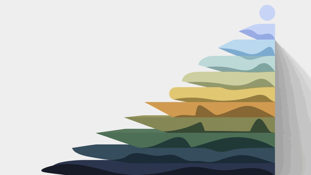 Colorful Layered Paper Mountain Landscape Art.
