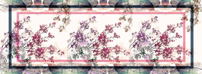 digital silk scarf design with seamless textile pattern