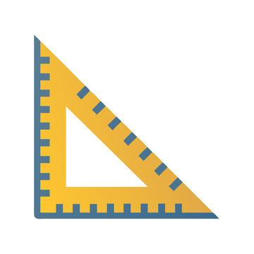 Isolated yellow right triangle ruler on a black background