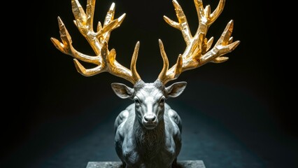 Golden Deer Plastic Face Mirror Spreads Branches and Corners