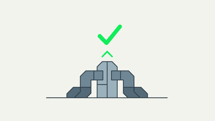 Green Checkmark Above Puzzle Pieces.