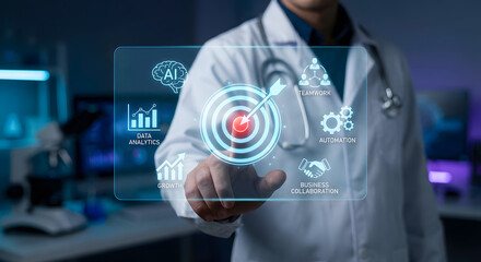 doctor with ai healthcare interface