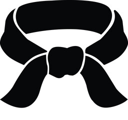 Black bow tie isolated on white background, elegant bow tie with scarf silhouette