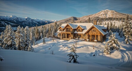Dreamy snowy mega mansion in Utah . USA 