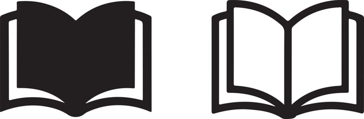 Two simple black and white book icons representing reading and knowledge