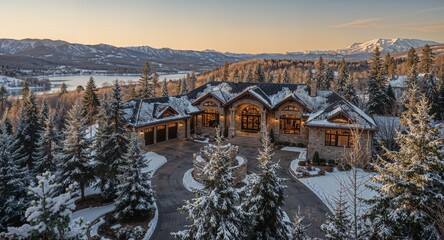 Dreamy snowy mega mansion in Utah . USA 