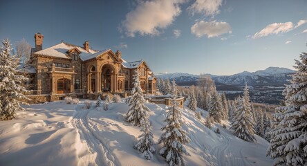 Dreamy snowy mega mansion in Utah . USA 