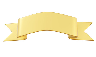 Golden ribbon banner on isolated transparent png background. advertising design decoration premium template award. 3D rendering illustration