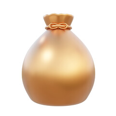 Gold money bag icon on isolated transparent background. financial treasure deposit fund wealth. 3d render illustration