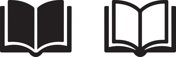 Two simple black and white open book icons representing knowledge and learning