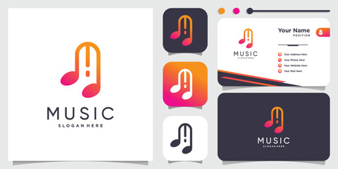 Music logo design with simple and minimalist style Premium Vector