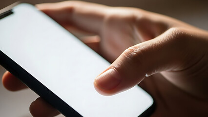 A professional person in an office holding a digital tablet pc and paper while using a finger to touch the blank screen for business communication