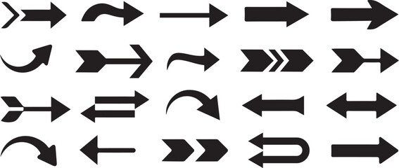 Collection of various black arrow symbols pointing in different directions