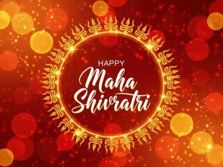 Happy maha shivratri greeting card with golden circle design