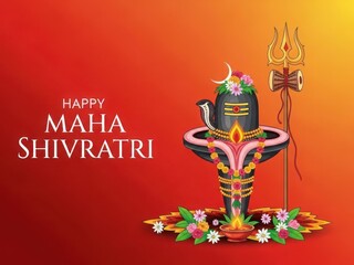 Happy maha shivratri greeting with lord shiva