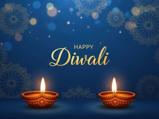 Happy diwali celebration with traditional diyas and festive decorations
