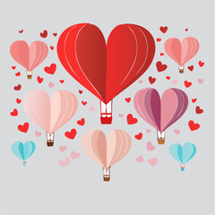 Romantic Valentine background with floating heart elements in flat vector style. Ideal for banners, posters, social media, greeting cards, and seasonal love-themed designs.
