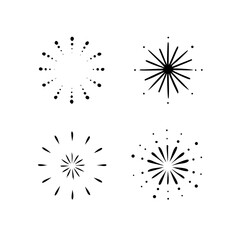 Collection of four black and white abstract bursts and starburst designs