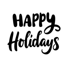 Happy holidays handwritten text in black color