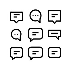 Collection of different chat bubble icons with lines and dots