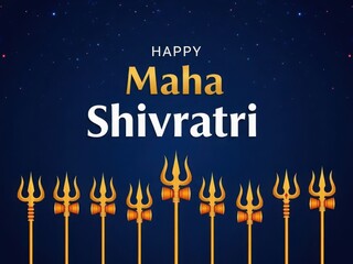 Happy maha shivratri greeting with trishul and dholak