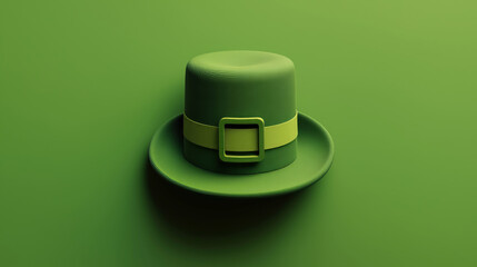 Conceptual stock illustration of St Patrick's Day with green hat as negative space, icon minimalist approach