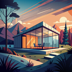 sunset over the city