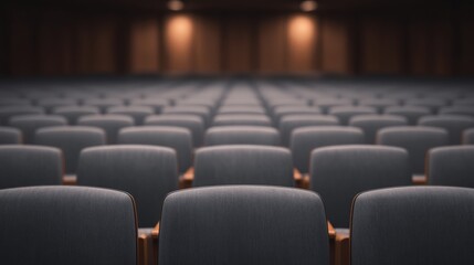 Obraz premium Connected health systems, A row of empty theater seats, creating a sense of anticipation in a dimly lit auditorium, emphasizing space and solitude.