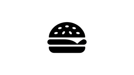 Fototapeta premium A simple black silhouette icon of a classic burger with sesame seeds