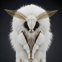White llama with golden ears