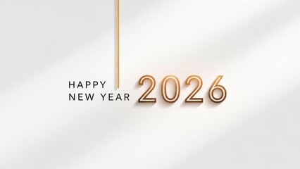 Minimalist 2026 happy new year greeting on white background