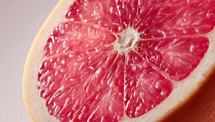 The luminous texture of a sliced grapefruit