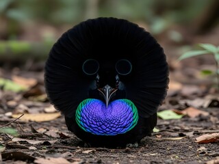 Vibrant bird with blue and green neck feathers