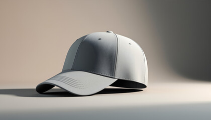 Plain White Baseball Cap on a Light Background with Soft Shadows headwear accessory