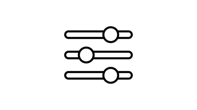 Control settings icon animation for equalizer, system setup, adjustment, option, customization, panel, optimization, operation, configuration and other