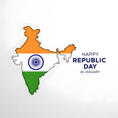 Republic day celebration in india with national flag map