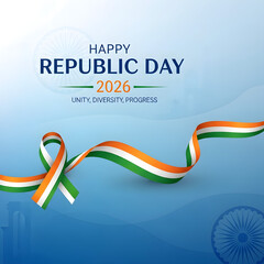 Republic day 2024 celebration with indian flag ribbon