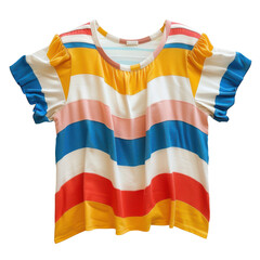 A colorful striped blouse with short sleeves