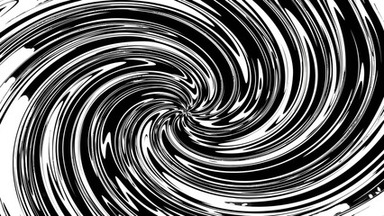 Obraz premium Black and white swirling distorted vortex pattern on isolated white background