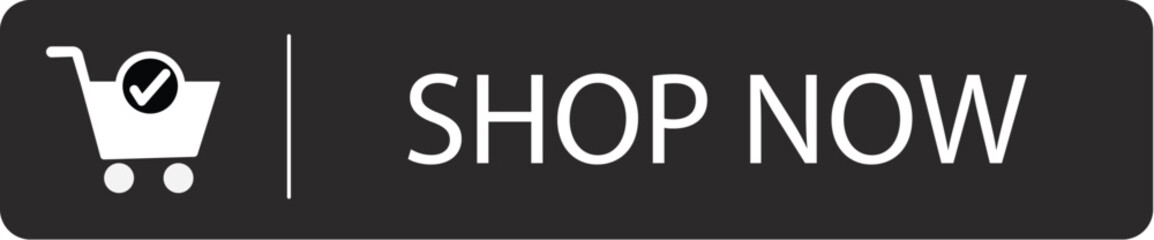 Black shop now button vector with white cart icon and bold verified e-commerce text © AK Graphics