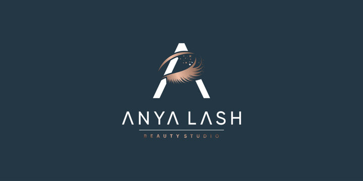 Lash logo design for beauty with letter A concept Premium Vector