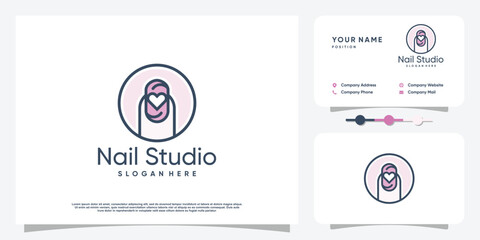 Nail beauty logo design for beauty with creative element concept Premium Vector