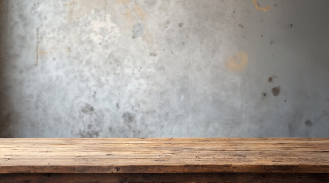 Empty wooden table with Concrete background
