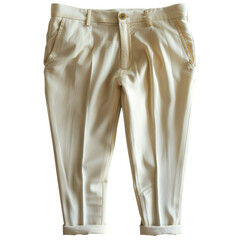 A pair of white pants on a black background