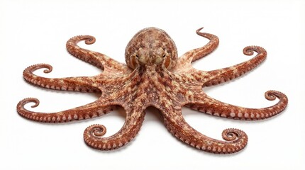 Obraz premium A large octopus with tentacles spread isolated on a white background