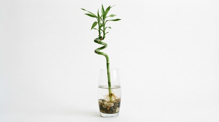 A lucky bamboo stalk isolated on a white background
