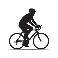 Obraz premium Cyclist riding bicycle silhouette active lifestyle sport vector illustration